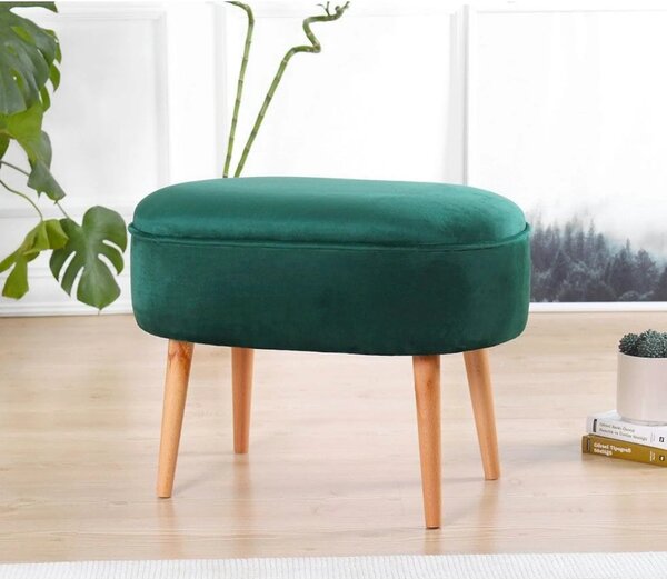 Taburet MOILE, stofa catifelata verde, 63x44x47 cm
