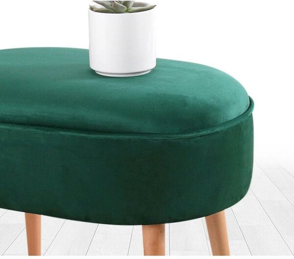 Taburet MOILE, stofa catifelata verde, 63x44x47 cm