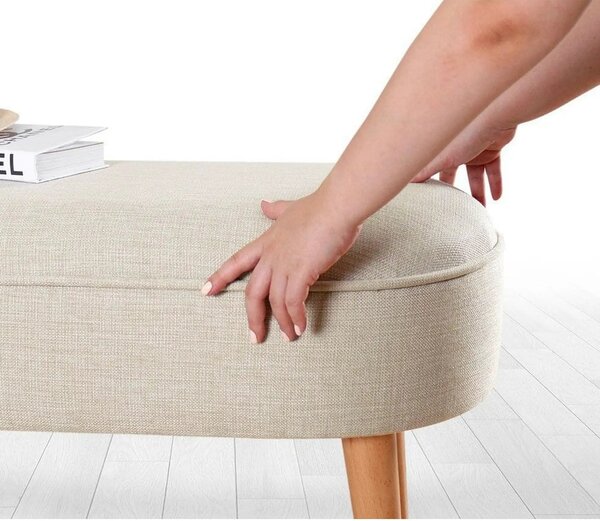 Bancheta LEDNOK, stofa clasica crem, 100x40x47 cm