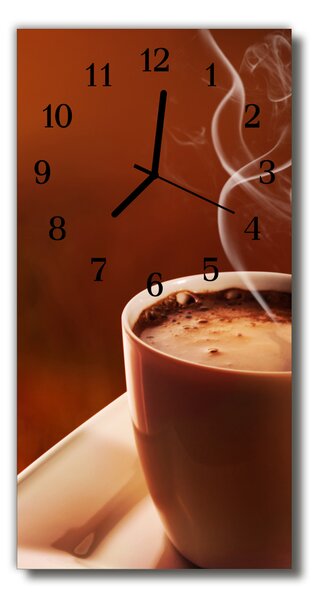 Ceas de perete din sticla vertical O ceașcă de cafea bej