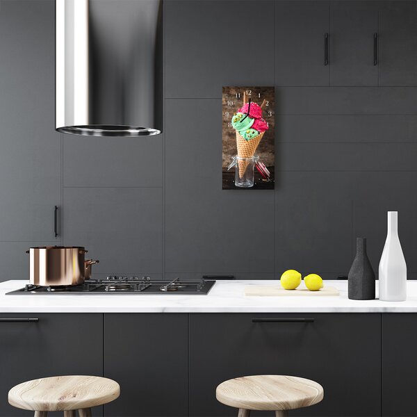 Ceas de perete din sticla vertical Ice fructe de culoare crem