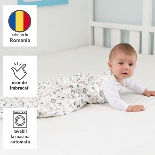 Set 2 saci de dormit copii ajustabili din material flausat 0–18 luni Kidizi Safari Giraffe, 1 tog