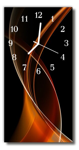 Ceas de perete din sticla vertical Arta abstractizare linii maro