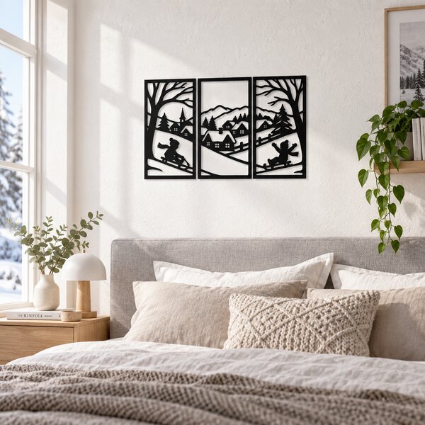 Set 3 panouri decorative de iarnă Winter Wonderland – Plexiglas negru, 30 x 15 cm