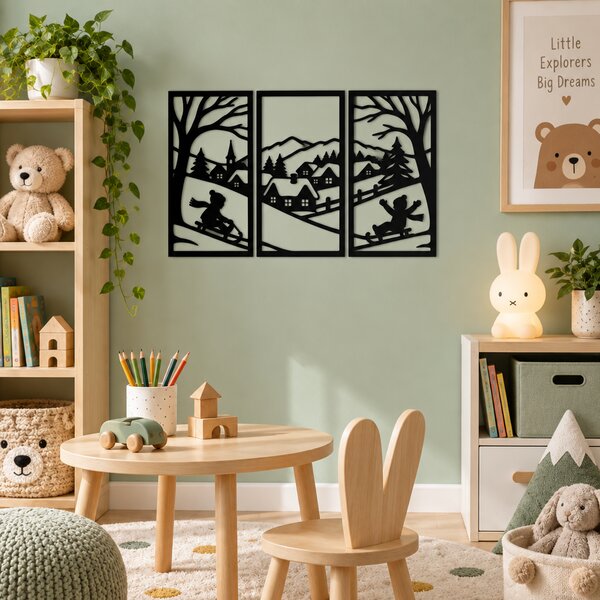 Set 3 panouri decorative de iarnă Winter Wonderland – Plexiglas negru, 30 x 15 cm