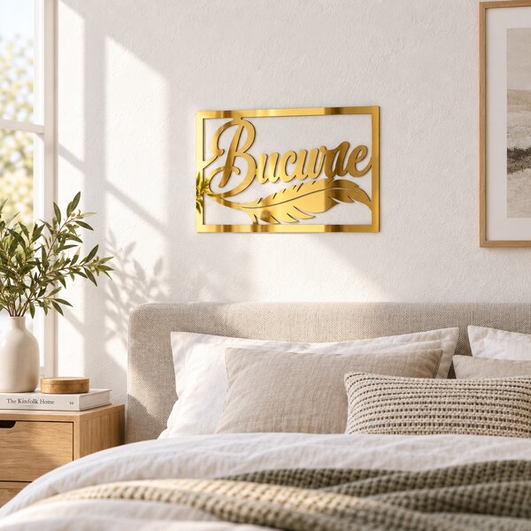 Decorațiune de perete Bucurie Aurie – Plexiglas oglindă auriu, 32 × 22 cm | NOOT