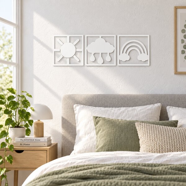 Vremea Veselă – Set 3 decorațiuni de perete din plexiglas alb pentru copii | NOOT