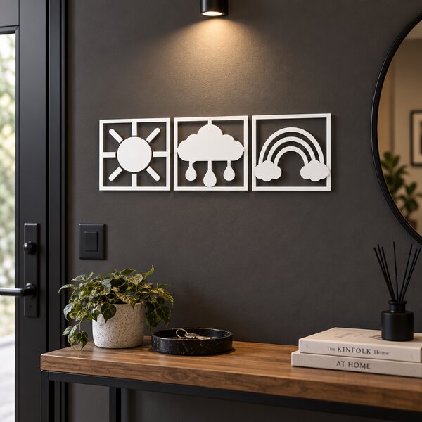 Vremea Veselă – Set 3 decorațiuni de perete din plexiglas alb pentru copii | NOOT