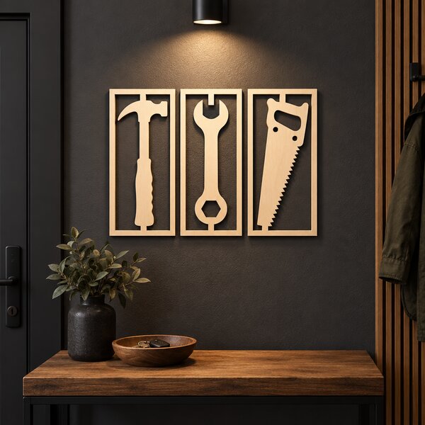 Atelier Decorativ NOOT – Set 3 decorațiuni de perete din placaj de plop, 41 x 18 cm