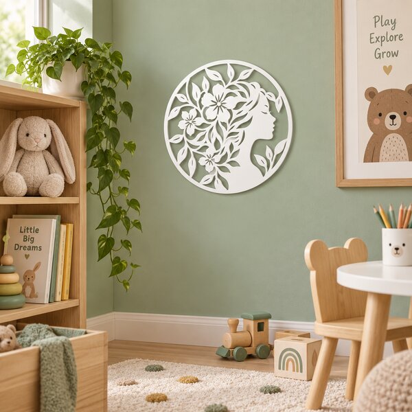 Decorațiune de perete Floral Elegance NOOT – Plexiglas alb, Ø 24 cm