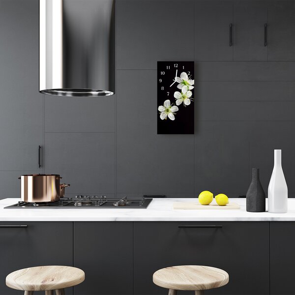 Ceas de perete din sticla vertical Culoare flori flori