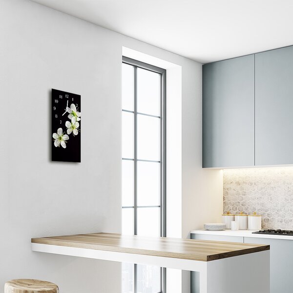 Ceas de perete din sticla vertical Culoare flori flori