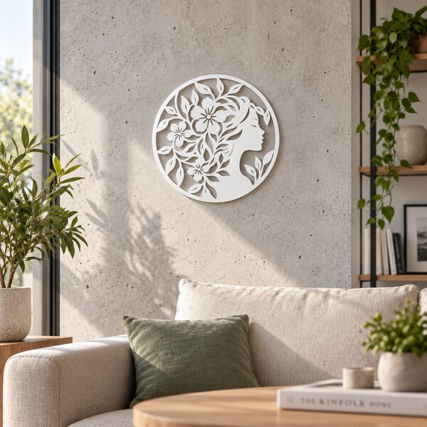 Decorațiune de perete Floral Elegance NOOT – Plexiglas alb, Ø 24 cm