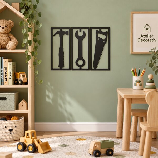 Atelier Decorativ NOOT – Set 3 decorațiuni de perete din placaj de plop, 41 x 18 cm