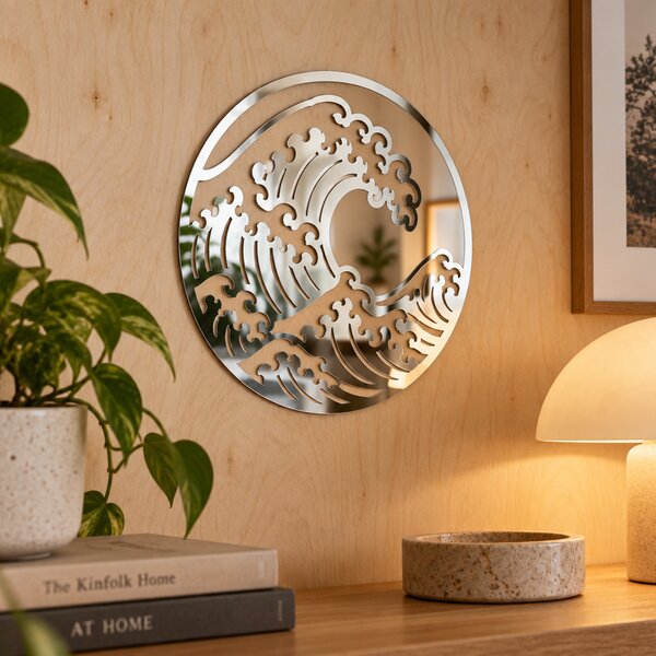 Valuri Reflectate – Decorațiune de perete din plexiglas oglindă argintiu, Ø24 cm | NOOT