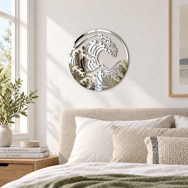 Valuri Reflectate – Decorațiune de perete din plexiglas oglindă argintiu, Ø24 cm | NOOT