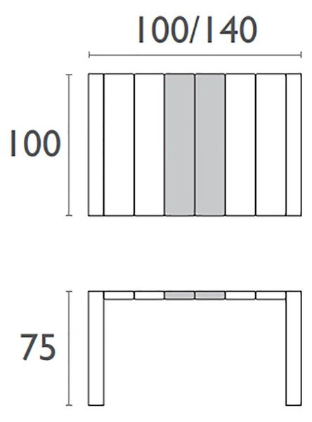 Masa Margo terasa, extensibila 100/100 cm, polipropilena - GRI ANTRACIT