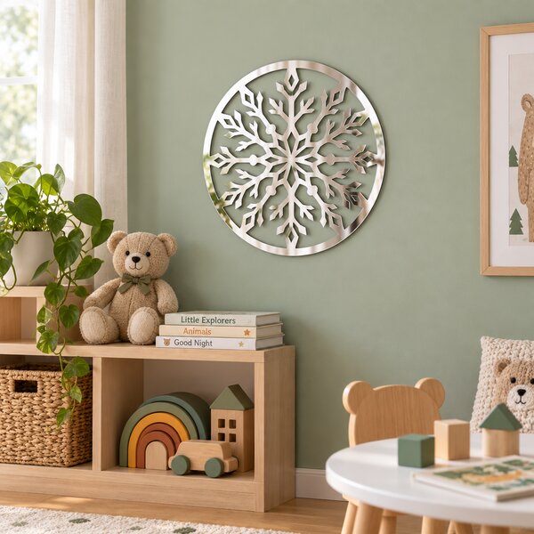 Fulgul Oglindit – Decorațiune de perete din plexiglas oglindă argintiu, Ø 24 cm | NOOT