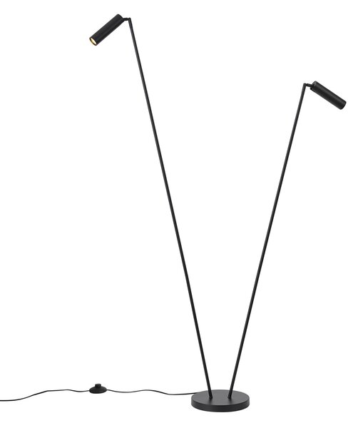 Lampă de podea modernă neagră cu 2 lumini GU10 35mm - Thomas