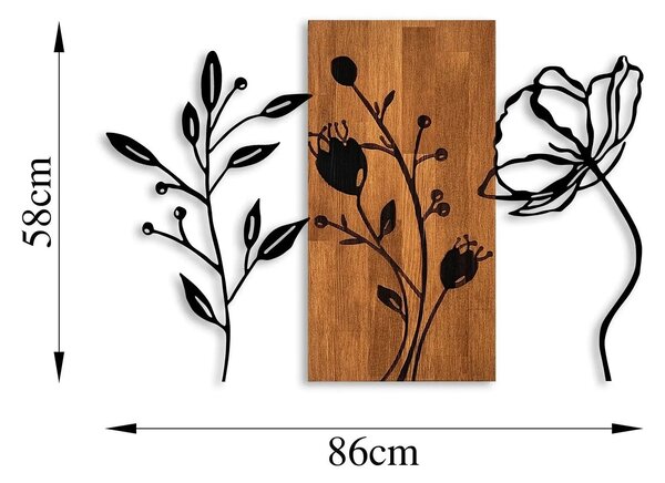 Decoratiune perete 899SKL2464, stejar/negru, lemn/metal, 86x58 cm