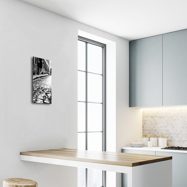 Ceas de perete din sticla vertical Pietruirea străzilor gray