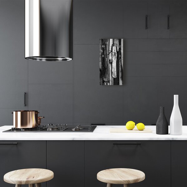 Ceas de perete din sticla vertical bord lemn negru