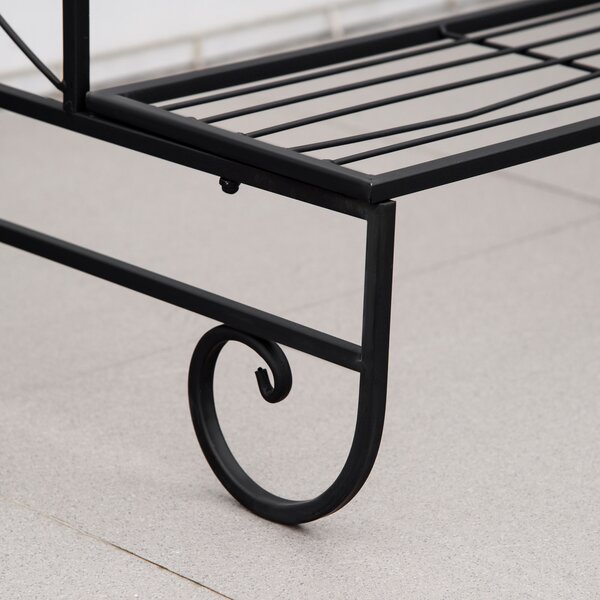 Outsunny Suport pentru Plante din Metal, Scară Suport pe 3 Niveluri pentru Ghivece de Grădina în Stil Vintage, 95x63x72 cm, Negru | Aosom Romania