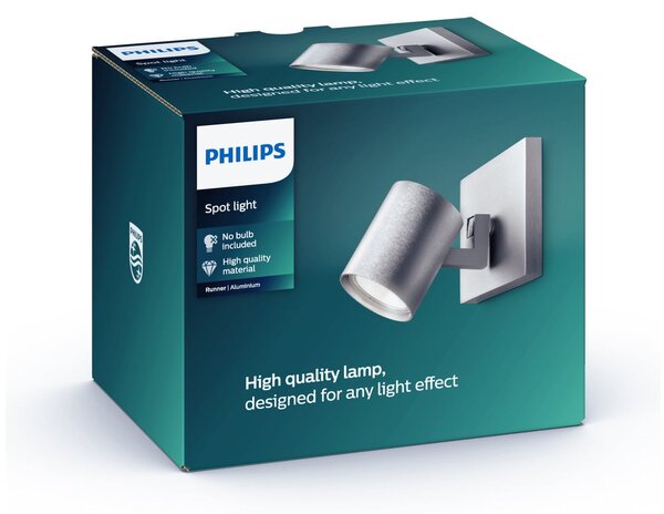 Philips myLiving Runner spot perete GU10 1 bec alu, reglabil, Metalic, Camera de zi / sufragerie, Metal