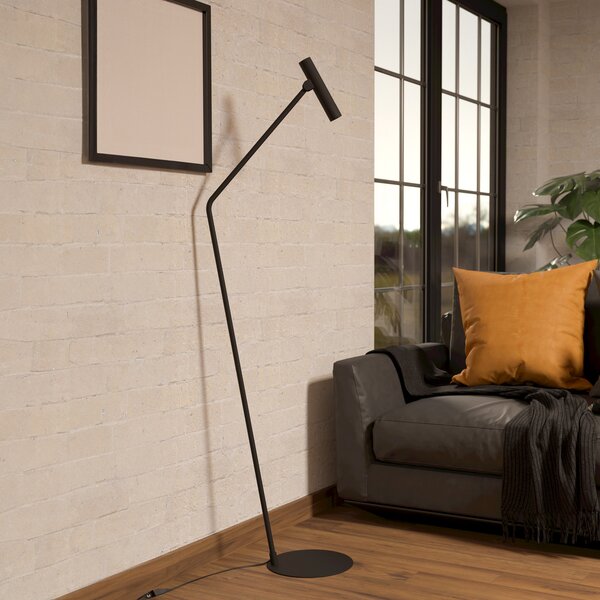 EGLO Lampă de podea Almudaina LED, negru, înălțime 157 cm, oțel, Negru, Camera de zi / sufragerie, Metal, Modern