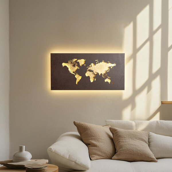 Lucande Aplică LED World, rugină/auriu, 60 cm x 30, Maro / Rugină, Camera de zi / sufragerie, Metal, Modern