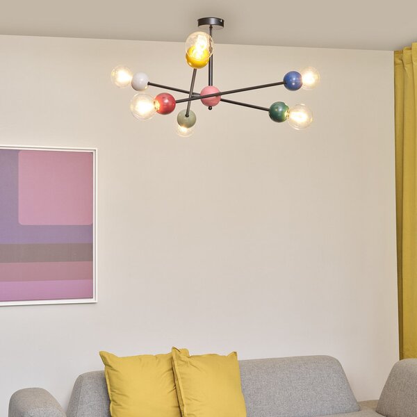 OSRAM Plafonieră Decor Bubble, 6 becuri, oțel, colorată, E27, reglabil, Multicolor, Camera de zi / sufragerie, Metal, Modern