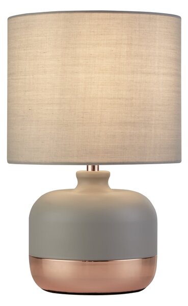 Searchlight Lampa de masă Tamsin, gri, metal/textil, înălțime 27 cm, E14, Gri, Camera de zi / sufragerie, Țesătură / Textil, Modern