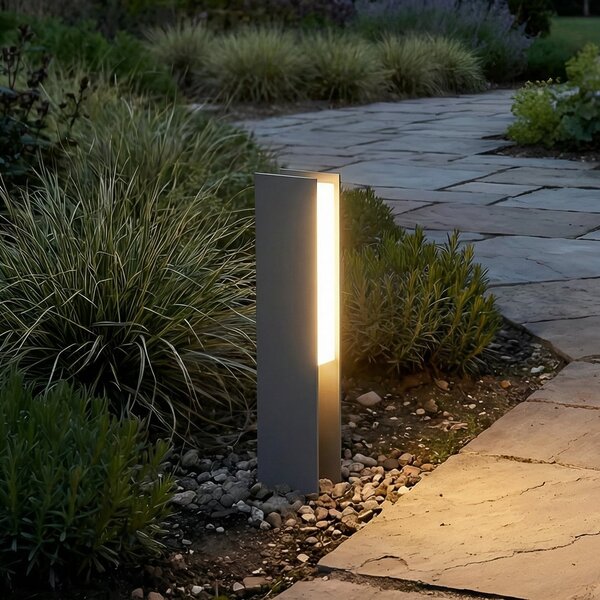 Lucande lampă cu soclu LED Teerk, înălțime 30 cm, antracit, IP65, Negru, Aluminiu, Modern