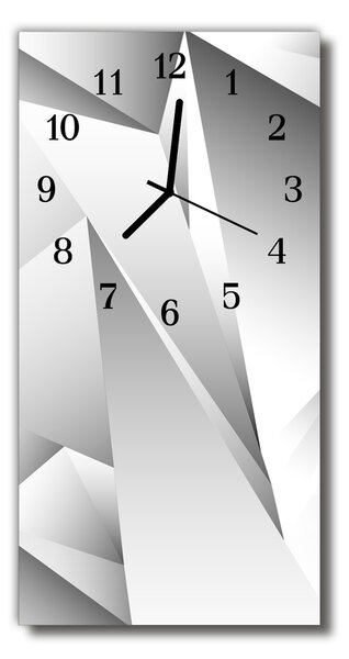 Ceas de perete din sticla vertical Arta grafica 3d alb