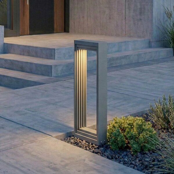Lucande Lampă cu soclu LED Ashkan, înălțime 40 cm, antracit, IP65, Gri, Metal, Modern