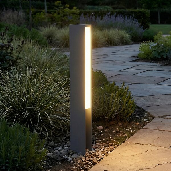 Lucande LED-lampă cu soclu Teerk, înălțime 50 cm, antracit, IP65, Negru, Aluminiu, Modern