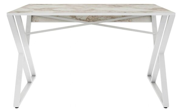 Masa birou GYZA, alb cu efect de marmura, alb, PAL melaminat, 120x60x7