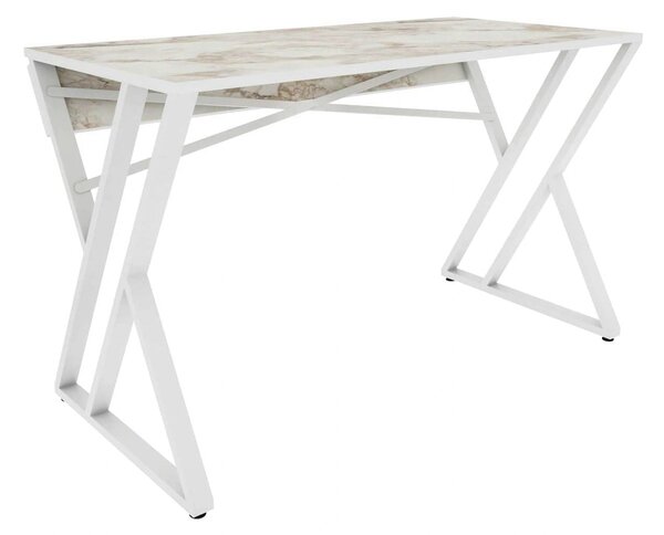 Masa birou GYZA, alb cu efect de marmura, alb, PAL melaminat, 120x60x7