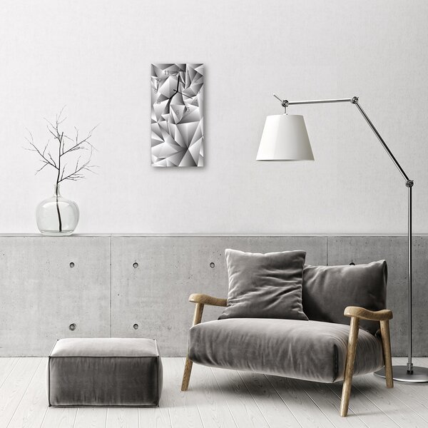Ceas de perete din sticla vertical grafica 3D Art gri