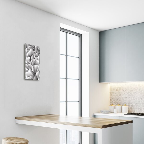 Ceas de perete din sticla vertical grafica 3D Art gri