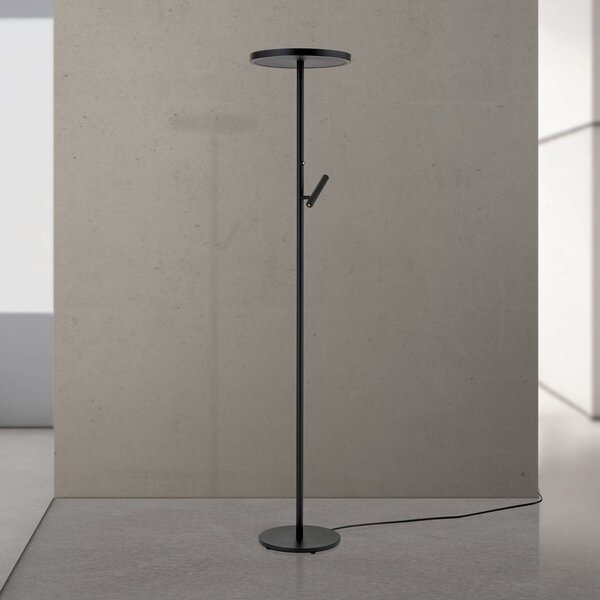 ORION Lampadar LED Teide, negru, metal, lampă de citit, dimabil, reglabil, Negru, Camera de zi / sufragerie, Aluminiu, Modern