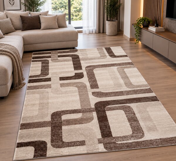 Covor Sufragerie Dormitor, Model Daffi 13151, Maro Crem Dreptunghi, 60x110