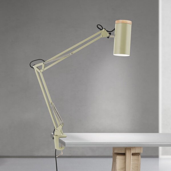 ORION Lampa de masă Gili, verde deschis, clemă, oțel, înălțime 75 cm, E27, Verde, Studiu / Birou, Metal, Modern