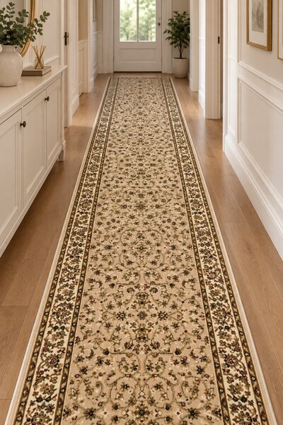 Traversa Hol, Model Clasic 1555 110, Festonata Latime 60 cm, Crem Bej 60 x 300