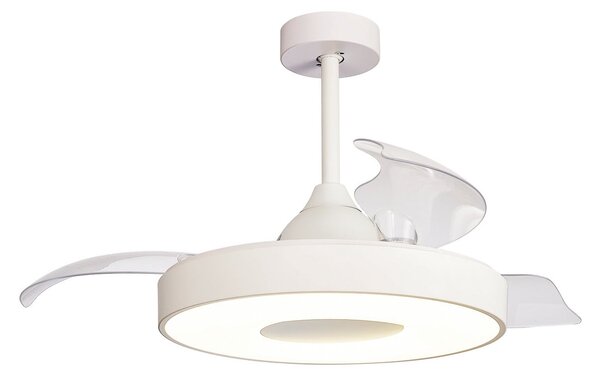 Ventilator de tavan Coin cu LED, alb, DC silențios, CCT - Mantra Mantra Iluminación, Coin, reglabil, Alb, Camera de zi, Plastic, Modern