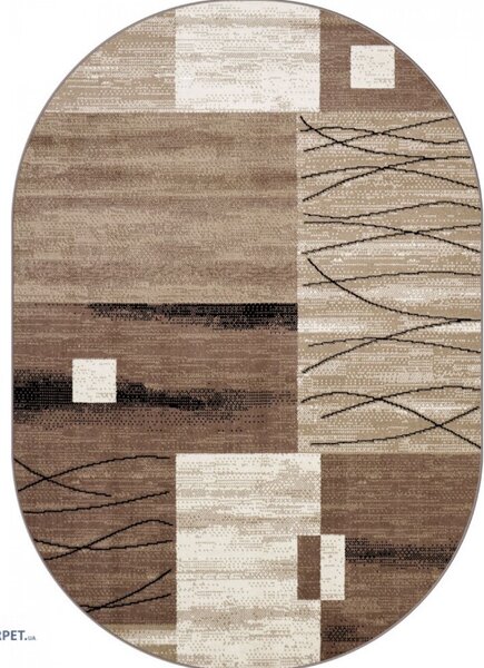 Covor Sufragerie Dormitor, Model Luna 1805 12, Oval, Bej Bej, 50x80, Dreptunghi