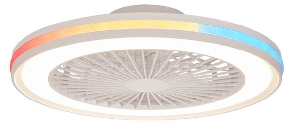 Ventilator de tavan pentru gameri, cu LED-uri mari, alb, DC, silențios, RGB – Mantra Iluminación, Gamer Big, reglabil, Alb, Camera de zi, Plastic, Modern