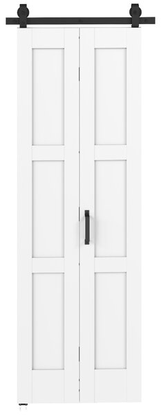HOMCOM Ușă Culisantă Pliabilă pentru Interior 71.2x213.4cm, Șină Silențioasă din Oțel, Mâner, Ghidaj, Role, Ușă de Interior Rustică, din MDF și Lemn de Pin, Impermeabilă, pentru Bucătărie, Baie | Aosom Romania