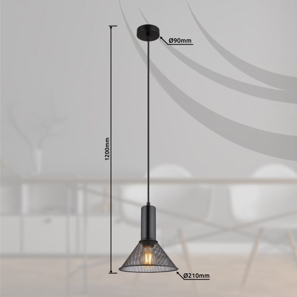 Lustră pe cablu JEDD 1xE27/60W/230V negru Globo 15648H1