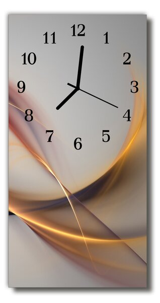 Ceas de perete din sticla vertical Abstract bej grafică de artă